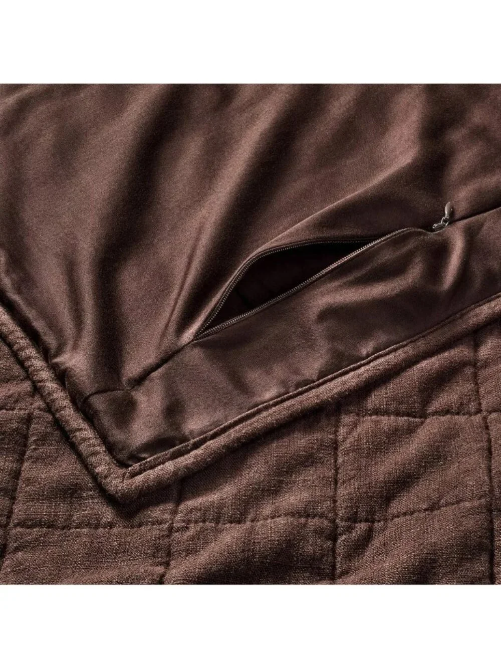 Casaluna Heavyweight Linen Blend Dark Fig Brown Quilted Euro 26